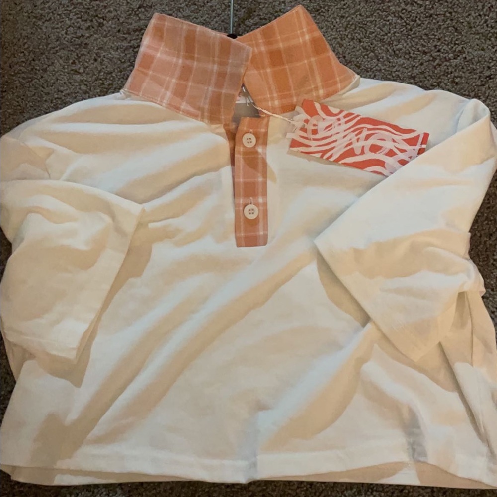 Romwe crop top- white and orange, New with tags